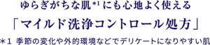 ゆらぎがちな肌*1にも心地よく使える「マイルド洗浄コントロール処方」＊1 季節の変化や外的環境などでデリケートになりやすい肌。