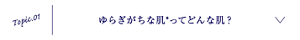 Topic.01 ゆらぎがちな肌*ってどんな肌？ ＊ 季節の変化や外的環境などでデリケートになりやすい肌