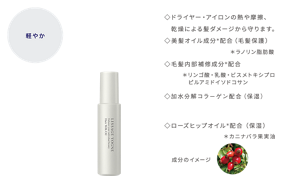 軽やか　リサージ　ヴォーニュ　ヘアミルクオイル　 ドライヤー・アイロンの熱や摩擦、乾燥による髪ダメージから守ります。 美髪オイル成分（＊）配合（毛髪保護）（＊ラノリン脂肪酸）　 毛髪内部補修成分（＊）配合（＊リンゴ酸・乳酸・ビスメトキシプロピルアミドイソドコサン　 加水分解コラーゲン配合（保湿）　 ローズヒップオイル（＊）配合（保湿）（＊カニナバラ果実油 ）