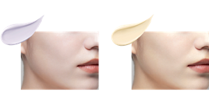 黄みをおさえて、透けるような 明るい肌印象へ クールラベンダー 色ムラをおさえて、均一感のある 明るい肌印象へ  スノーイエロー