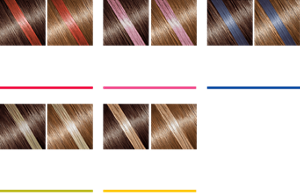 [暗い髪] [明るい髪] 01 ヴィヴィッドレッド　[暗い髪] [明るい髪] 02 ラベンダーピンク　[暗い髪] [明るい髪] 03 ニュアンスブルー　[暗い髪] [明るい髪] 04 モードアッシュ　[暗い髪] [明るい髪] 05 ハイライター 仕上がりイメージ