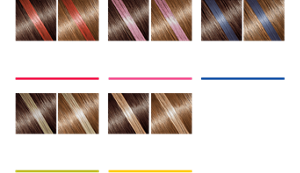 [暗い髪] [明るい髪] 01 ヴィヴィッドレッド　[暗い髪] [明るい髪] 02 ラベンダーピンク　[暗い髪] [明るい髪] 03 ニュアンスブルー　[暗い髪] [明るい髪] 04 モードアッシュ　[暗い髪] [明るい髪] 05 ハイライター 仕上がりイメージ