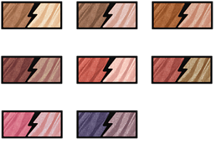 BR-1 フラッシュベージュ BR-2 スパークルブラウン BR-3 トワイライトカッパー RD-1 スパｰクリングボルドー OR-1 アプリコットサンダー OR-2 クラッシュブロンズ PK-1 クラッシュモードピンク  NV-1 ミッドナイトサンダー