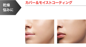 乾燥悩みに カバー＆モイストコーティング 乾燥を防いで長時間保湿 うるおうのに、べたつきにくいツヤ肌仕上がり 仕上がりイメージ（EX-1）
