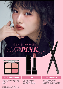 直感で、思いのままに遊ぶ 本能PINKメイク EYE SHADOW バウンシーチークシャドウ EX-1 LIP リップモンスター フォグマット EX-3 EYEBROW アイブロウペンシル（パウダリーフィニッシュ） 05 ※画像は仕上がりイメージ