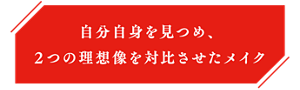自分自身を見つめ、2つの理想像を対比させたメイク