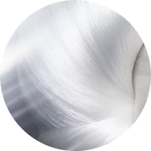 Circular close-up of smooth, brushed silver-white silk with soft light and subtle swirls