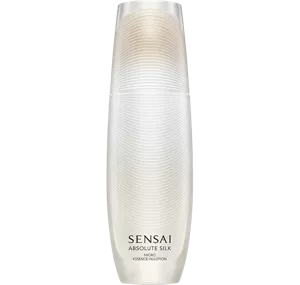 Ein von Weiß nach Gold übergehender Glasflakon mit Kanten und Schraubverschluss