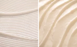 Nourishing Conditioner and Enriching Mask textures in wavy patterns