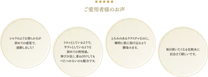 ご愛用者様のお声　シルクのように​滑らかさが​初めての​感覚で、​感動しました！​／トロッと​しているようで、​サラッと​しているような​初めての​使用感。​ 伸びが​良く、​重ね付けしてもべと​つかないのも​魅力です。​／とろみの​ある​テクスチャなのに、​瞬時に​肌に​溶け込むよう馴染みます。​／毎日​使いたくなる​化粧水に​出会えて​嬉しいです。​