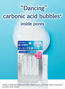 “Dancing” carbonic acid bubbles* inside pores *Sodium Bicarbonate and Citric Acid react and foam after coming in contact with water.