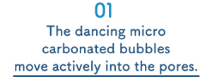 01 The dancing micro carbonated bubbles  move actively into the pores.
