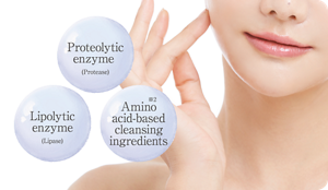 Proteolytic enzyme (Protease) Lipolytic enzyme (Lipase) Amino acid-based*2 cleansing ingredients