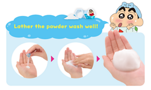 Lather the powder wash well!