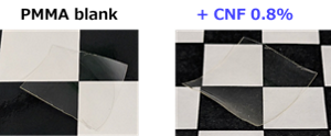 Visual comparison of transparency with and without CNF addition