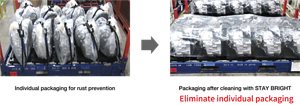 STAY BRIGHT simplifies the packaging of metal parts that were previously individually wrapped to prevent rust.