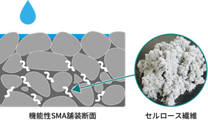 機能性SMA塗装断面、セルロース繊維