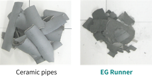 Photo of actual waste from ceramic pipe and EG runner