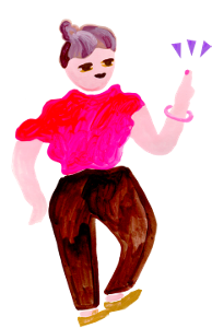 イラスト：ポイントを説明するキャラクター