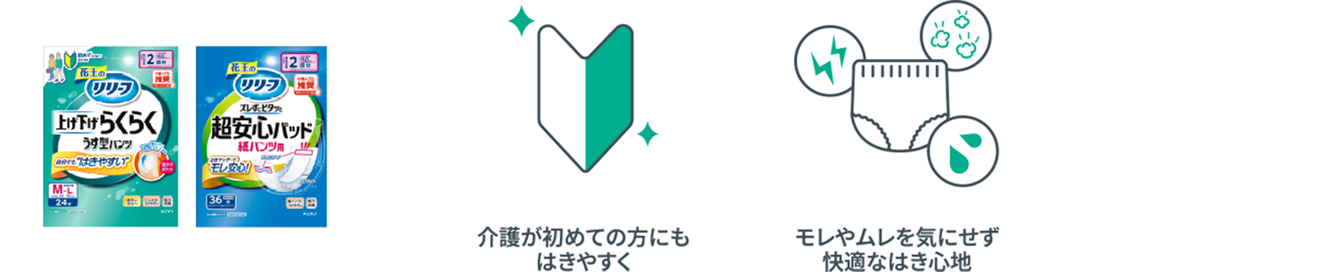介護が初めての方にもはきやすく​​　モレやムレを気にせず​快適なはき心地​