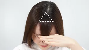 前髪の根元となる三角形の範囲の画像