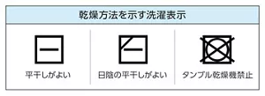 表：乾燥方法を示す洗濯表示