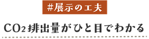 #展示の工夫 CO2排出量がひと目でわかる
