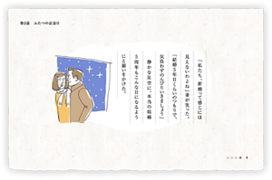 「私たち、新婚って感じには見えないわよね」妻が笑った。「結婚5年目くらいのつもりで、気負わずのんびりいきましょう」　静かな星空に、本当の結婚5周年もこんな日になるようにと願いをかけた。