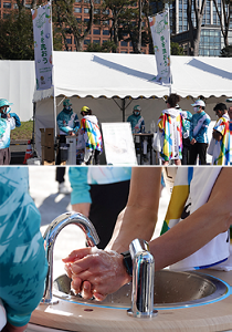 フィニッシュエリア設置のWOSHでの手洗い