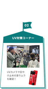 02 UV対策コーナー。UVカメラで日やけ止めの塗りムラを確認！