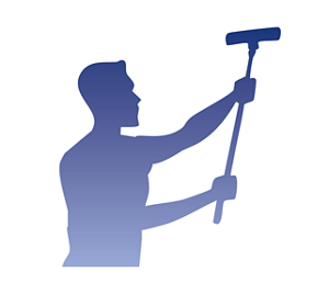 「ニオイがとれていないのかな…」という困りごとを抱えた掃除中の男性のシルエット。