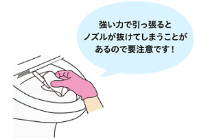 強い力で引っ張ると ノズルが抜けてしまうことが あるので要注意です！