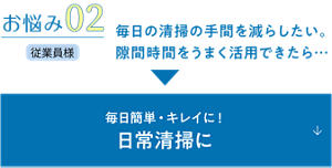 お悩み02　毎日の清掃の手間を減らしたい。隙間時間をうまく活用できたら… 