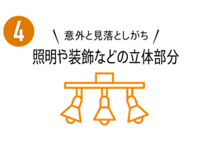 ４　意外と見落としがち　照明や装飾などの立体部分
