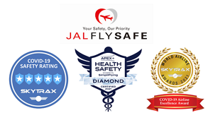 「JAL FlySafeの取り組み」によって外部機関の最高評価をトリプル受賞したことを表す画像