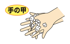 手の甲を別の手でこするイラスト