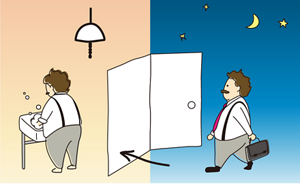 帰宅し手洗いをしているイラスト