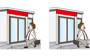 店舗に出入りしているイラスト