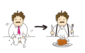 手洗いをしてから飲食しているイラスト