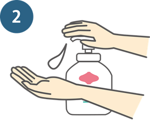 2：ハンドソープを手にとる