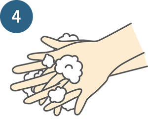 4：手の甲を伸ばすように洗う