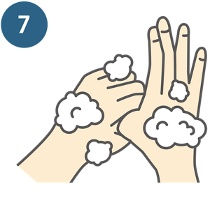 7：親指と手のひらをねじり洗い