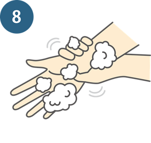 8：手首も忘れずに洗う