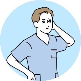 困った表情の男性看護師のイラスト