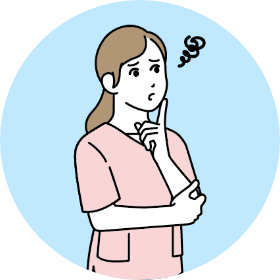 困った表情の女性看護師のイラスト