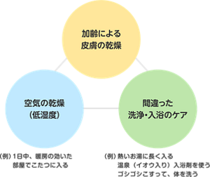かゆみが発生する原因の図。 