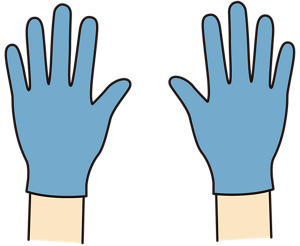 使い捨ての手袋を着用した手元のイラスト