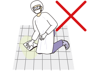 NG例。処理時に床に膝をついているイラスト