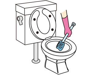 トイレの清掃をしているイラスト