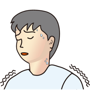 発熱による体調不良が現れている人のイラスト。